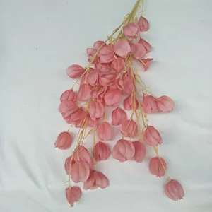 Artificial starfruit lantern flower detail view, pink silk floral vine for wedding and home decoration