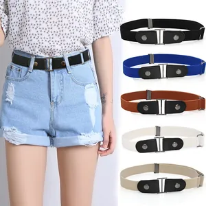 Elastic buckle-free belt for jeans, minimalist adjustable stretch waist belt for men and women