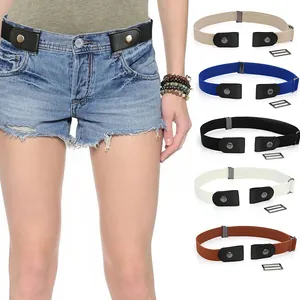 Buckle-free elastic stretch invisible belt for jeans, comfortable adjustable lazy waist belt.