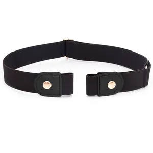 Women's Buckle-Free Elastic Invisible Belt Stretch Adjustable Waist Band Faux Leather Casual Versatile Belt