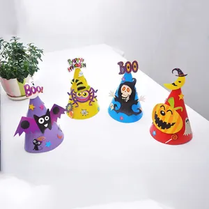 Halloween party cone hats 3D cartoon pumpkin skeleton bat paper hats for holiday decor