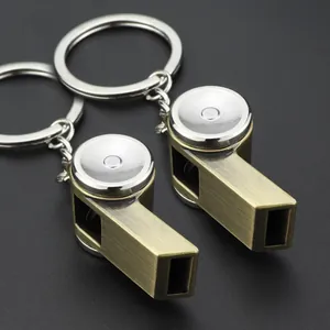 Creative vintage metal whistle keychain for sports, outdoor survival, and daily keys decor.