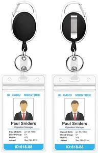 Portabadge retrattile ovale in lega di zinco con porta carte d'identità trasparente impermeabile.