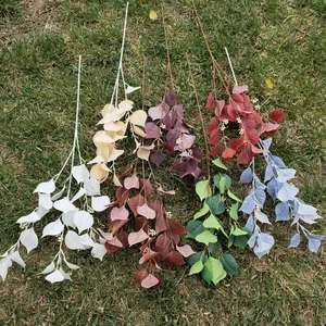 Artificial Bodhi leaf branches for home decor, wedding wall background in multiple colors.