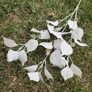 Artificial white bodhi leaf branch home wedding plant wall decoration green foliage