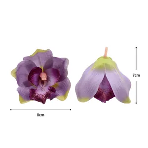 Artificial orchid flower heads purple silk flowers for wedding DIY floral decor crafting