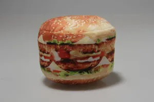 Divertido juguete de peluche para mascotas con forma de hamburguesa realista y suave.