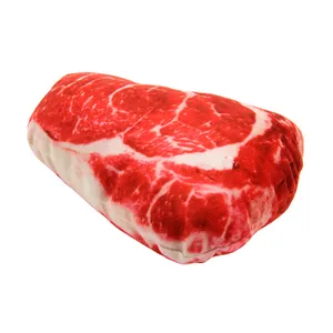 Juguete de peluche para mascotas con forma de filete de carne suave resistente a mordeduras