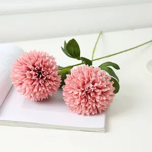 Künstliche rosa Pompon Chrysantheme Seidenblume Einzelzweig für Heimdekoration und Hochzeit.