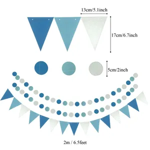 Blue silver party banner garland circle dots decorations celebration backdrop decor