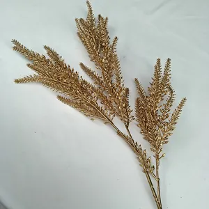 Gold artificial plant branches fake flower fern for wedding party home decor display.