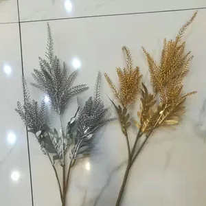 Artificial plant branches gold silver fake flowers detail wedding home decor display leaves