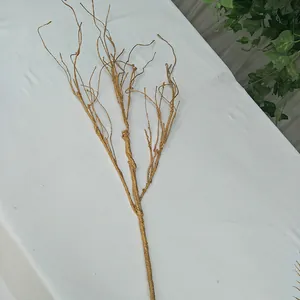 Gold artificial branch twig for wedding home decor floral arrangement display props crafting.