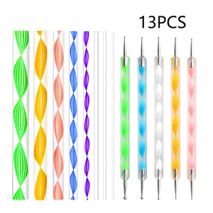 conjunto de 13pcs boligrafo puntero nail art mango espiral herramientas bola metal