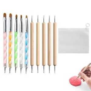 Juego de 10 Herramientas de Arcilla Pinceles de Escultura Boligrafos de Punteado Kit