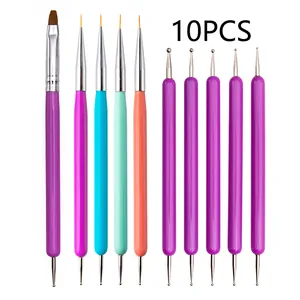 10pcs clay sculpting tools dotting pens nail art brushes set pottery relief painting