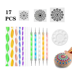 17 pzas juego de herramientas pununteo mandala pintura piedras plantillas varillas acril