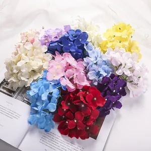 Ramos de flores de hortensia artificiales de tela de seda para decoración de bodas en el hogar
