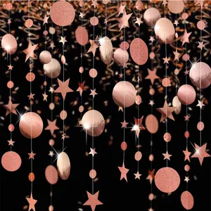 Rose gold star hanging garland party decoration for bedroom ceiling aesthetic room decor