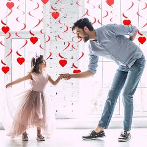 Valentine's Day red PVC heart spiral hanging swirls party decoration props for romantic events.