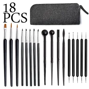 18 pieces pottery clay sculpting tool set with felt storage case detail view for DIY crafts