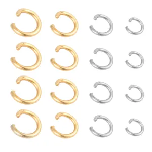 Gold stainless steel open jump rings set for DIY jewelry making and craft connecting.