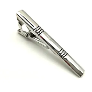 Silver metal tie clip for men, minimalist business suit accessory and formal wear tie bar
