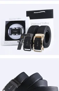 Men business automatic buckle leather belt gift set with box and bag high quality.