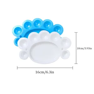 Plastic paint palette nail art mixing tray tool with multiple wells for DIY craft painting.