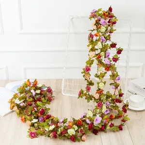 Artificial rose vine flower garland fake flowers for outdoor home garden room wedding decor
