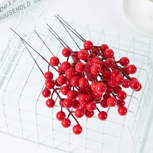 Christmas Artificial Red Berries Frost Foam Berry Stems Branches For Holiday Home Floral Arrangement Decoration