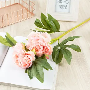 Fiore di peonia artificiale di alta qualità ramo singolo per decorazione tavola