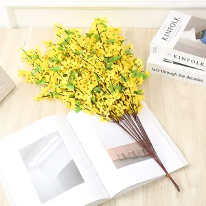 Fiore di Forsythia Artificiale Singolo Rametto Finto Floreale Casa Soggiorno Tavolo Decorazione Festa di Matrimonio