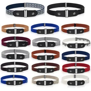 Elastic buckle-free invisible belt for jeans, versatile stretch waist belt, multi-color.