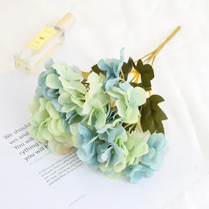Hortensia artificial flores de seda ramo floral falso para decoración del hogar y foto