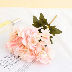 Ramo de flores de hortensia rosa artificial de seda decoración del hogar accesorios de boda