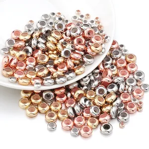 Koperen Siliconen Rondelle Afstandshouder Kralen DIY Sieraden Maken Bevindingen Goud Zilver Rosé Goud Verguld Glad Ronde Buis Losse Kralen