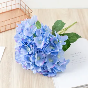 Ramo de hortensias azules artificiales flores de seda falsas para decoración del hogar