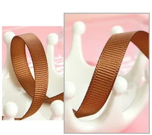 1cm high-density brown grosgrain ribbon for hair bows, gift wrapping and DIY crafts.