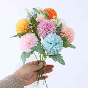 Colorful artificial chrysanthemum bouquet silk fake flowers for wedding home room decor