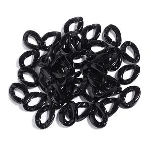 Black acrylic open chain links plastic DIY jewelry parts craft bag keychain loops