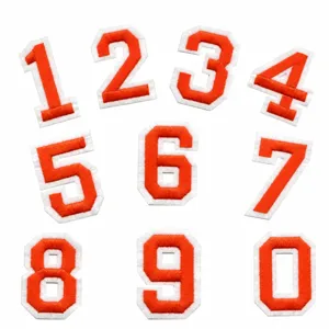 Toppe Ricamate con Numeri Arancioni da Cucire per Uniformi Scolastiche 5.2cm