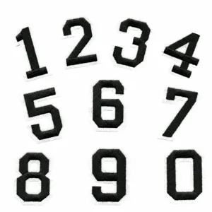 Toppe ricamate numeri bianco e nero da 0 a 9, badge termoadesivi per uniforme scolastica.