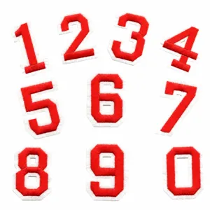 Toppe ricamate rosse numeri 0-9 per vestiti, decorazione per divise scolastiche, altezza 5,2cm.