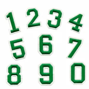 Toppe ricamate numeri verdi 0-9, alt. ca. 5,2 cm stile college distintivi applicazioni fai da te.