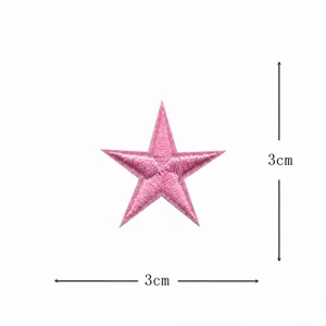 Toppa in tessuto ricamata a stella rosa, mini 3x3cm accessorio decorazione vestiti
