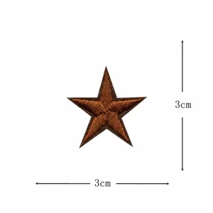 Toppa in tessuto ricamata a stella a cinque punte marrone, mini applicazione fai da te.