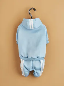 Felpa con cappuccio per animali domestici con pantaloni a righe, vestiti invernali per cani.