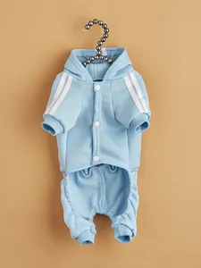 Blu animale domestico cane felpa con cappuccio tuta inverno vestiti dettagli vista