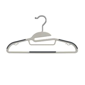 Multi-functional non-slip clothes hanger with metal hook and shoulder pads for home wardrobe.